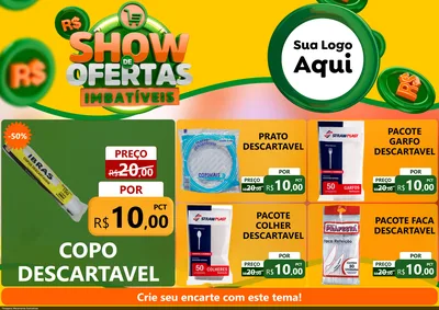 Modelo de Encarte para Encarte A4 Horizontal com o tema Show de Ofertas Imbatíveis para Embalagens