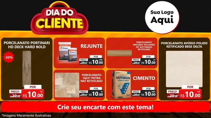 Modelo de TV para TV Horizontal com o tema Dia do Cliente para Pisos e revestimentos