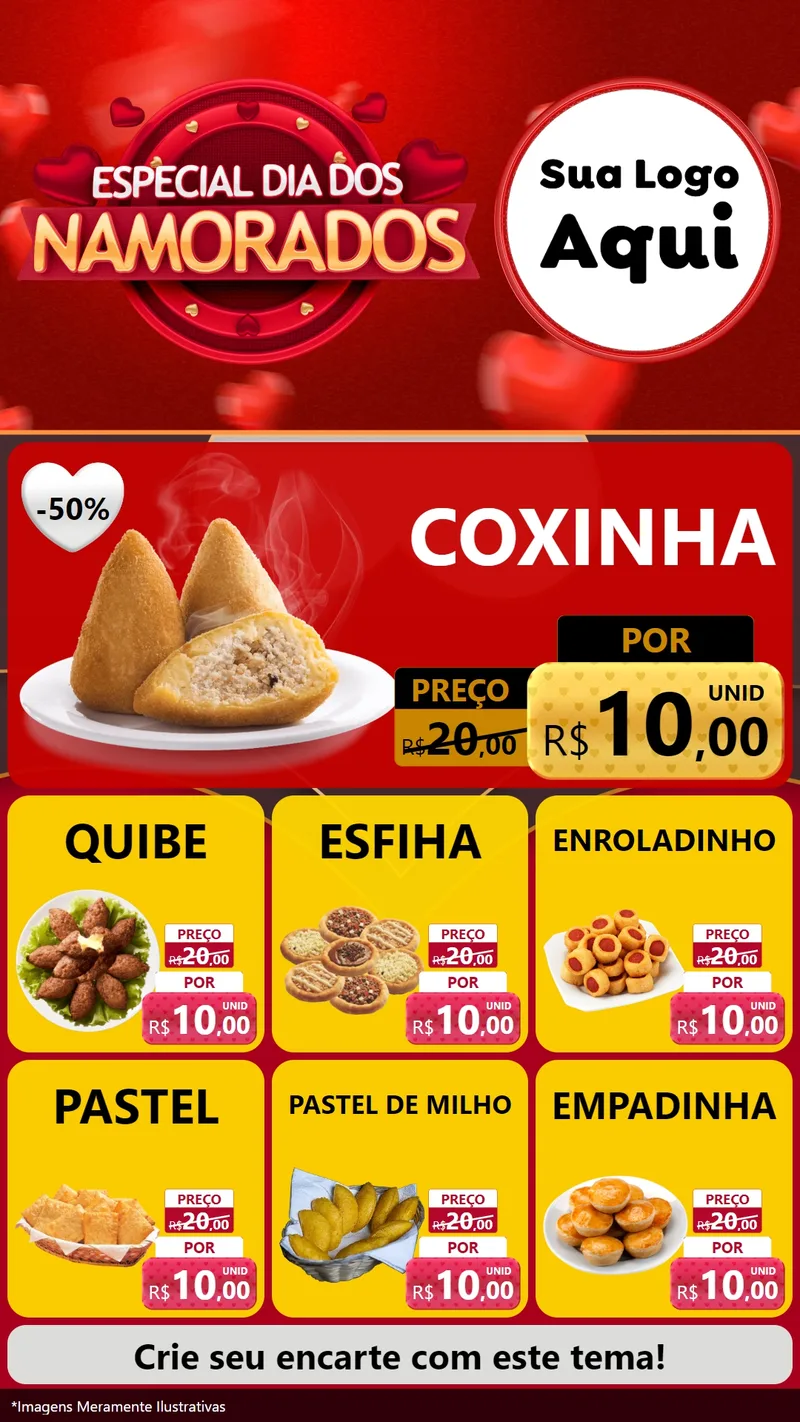 Modelo de Rede Social para Stories com o tema Especial Dia Dos Namorados para Salgadaria
