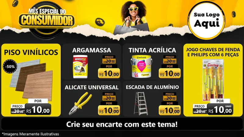Modelo de TV para TV Horizontal com o tema Mês Especial do Consumidor para Material para Construção
