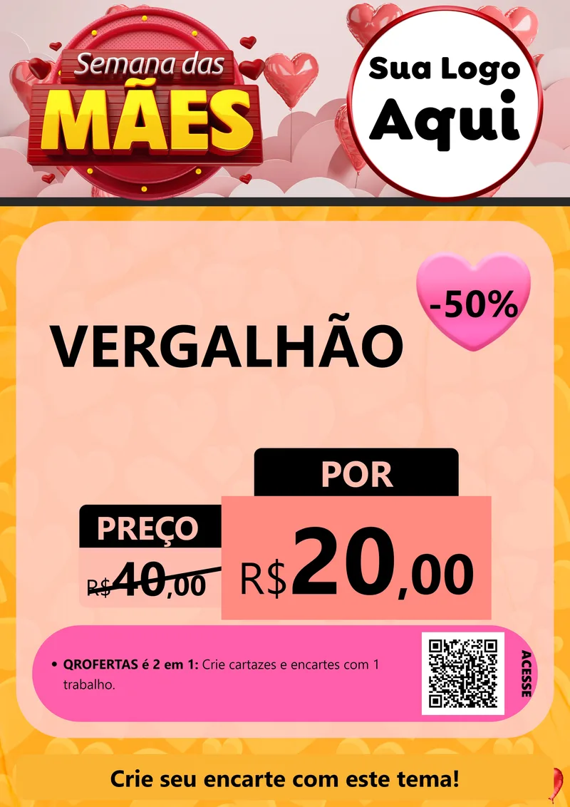 Modelo de Cartaz para Cartaz A4 Vertical com o tema Semana das Mães para Ferragens