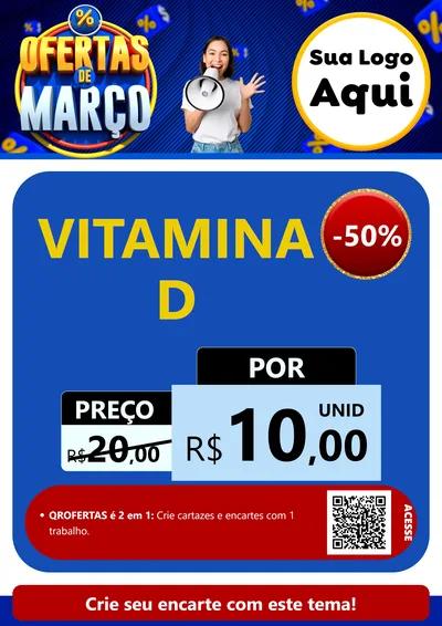 Modelo de Cartaz para Cartaz A4 Vertical com o tema Ofertas de Março para Farmácia