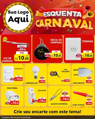 Modelo de Rede Social para Feed Instagram com o tema Esquenta Carnaval para Materiais Elétricos