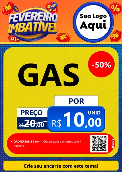 Modelo de Cartaz para Cartaz A4 Vertical com o tema Fevereiro Imbatível para Água e gás