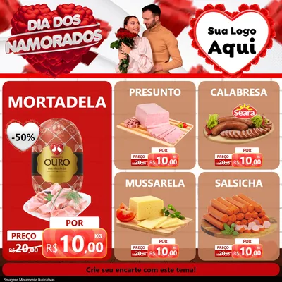 Modelo de Rede Social para Feed Facebook com o tema Dia dos Namorados para Frios e Laticínios