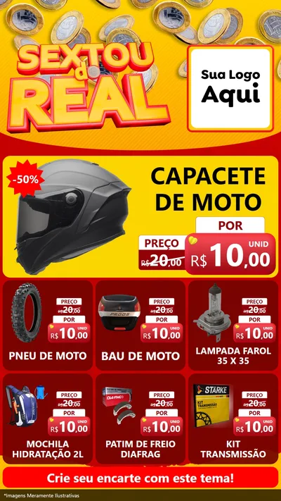 Modelo de Rede Social para Stories com o tema Sextou do Real para Moto peças