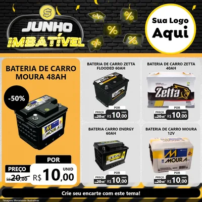 Modelo de Rede Social para Feed Facebook com o tema Junho Imbatível para Baterias Elétricas