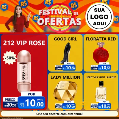 Modelo de Rede Social para Feed Facebook com o tema Festival de Ofertas para Perfumes