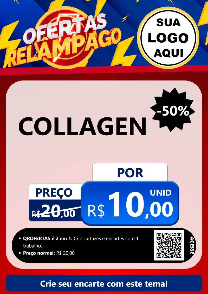 Modelo de Cartaz para Cartaz A4 Vertical com o tema Ofertas Relâmpago para Suplementos alimentares