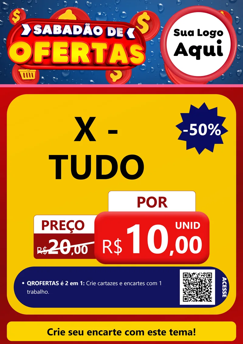 Modelo de Cartaz para Cartaz A4 Vertical com o tema Sabadão de Ofertas para Hamburgueria