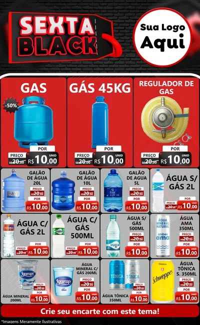 Modelo de Encarte para Encarte Grande com o tema Sexta Black para Água e gás