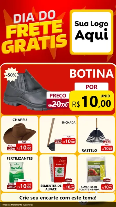 Modelo de Rede Social para Stories com o tema Dia do Frete Grátis para Agropecuária