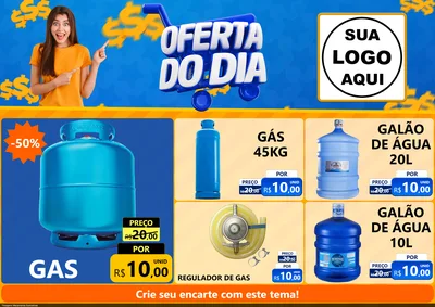 Modelo de Encarte para Encarte A4 Horizontal com o tema Oferta do Dia para Água e gás