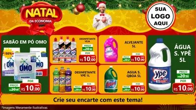 Modelo de TV para TV Horizontal com o tema Natal da Economia para Produtos de Limpeza