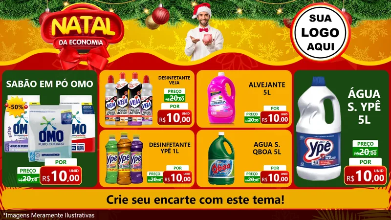 Modelo de TV para TV Horizontal com o tema Natal da Economia para Produtos de Limpeza