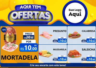 Modelo de Encarte para Encarte A4 Horizontal com o tema Aqui Tem Ofertas para Frios e Laticínios