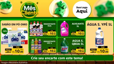 Modelo de TV para TV Horizontal com o tema Especial Mês do Cliente para Produtos de Limpeza