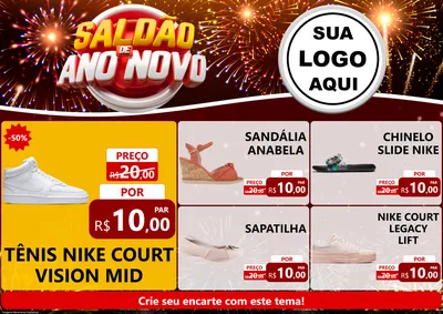 Modelo de Encarte para Encarte A4 Horizontal com o tema Saldão de Ano Novo para Calçados