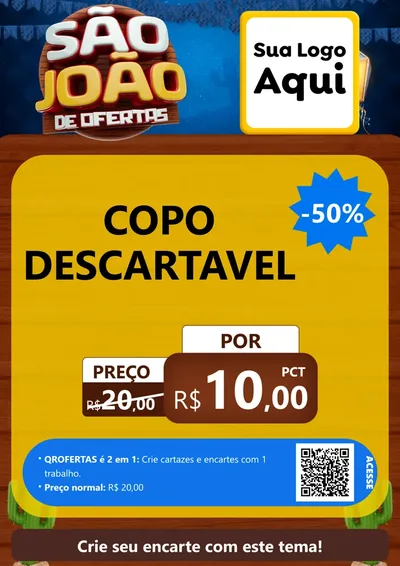 Modelo de Cartaz para Cartaz A4 Vertical com o tema São João Ofertas Imbatíveis! - Junina para Embalagens