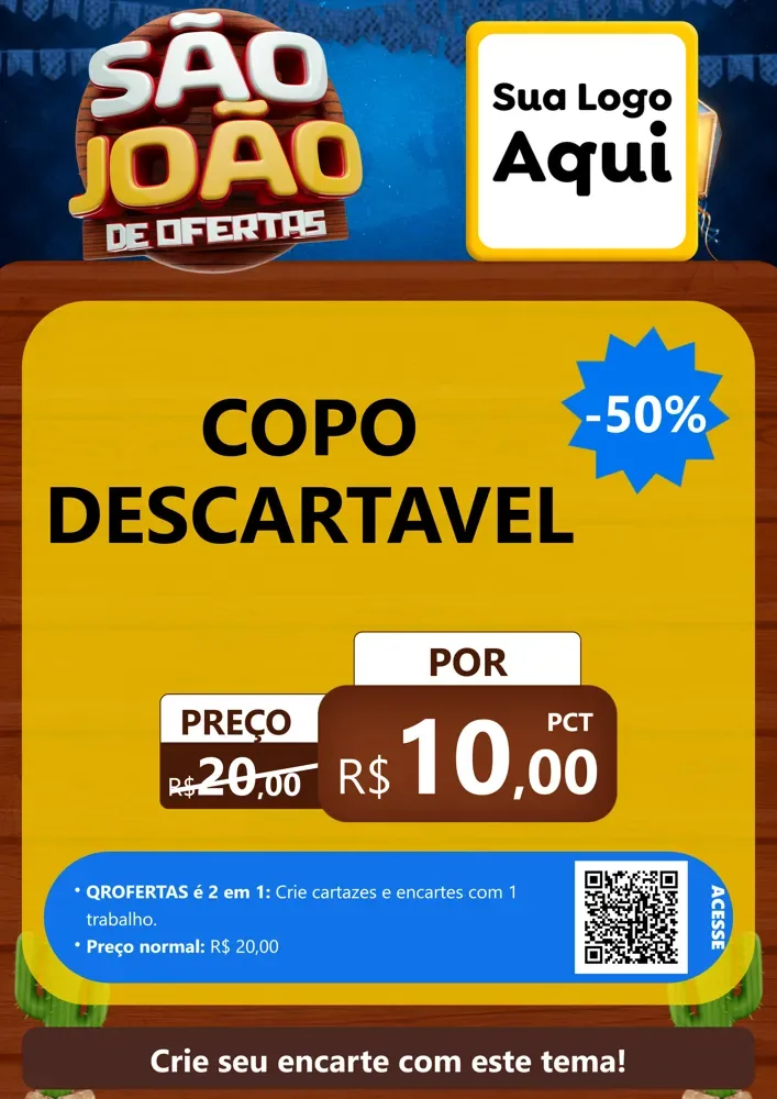 Modelo de Cartaz para Cartaz A4 Vertical com o tema São João Ofertas Imbatíveis! - Junina para Embalagens