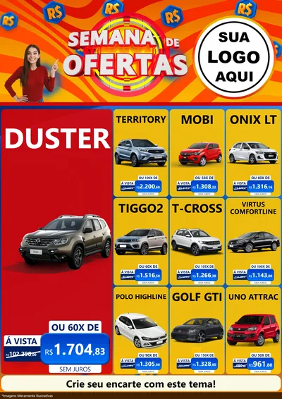 Modelo de Encarte para Encarte A4 Vertical com o tema Semana de Ofertas para Concessionaria de Carros