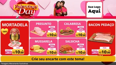 Modelo de TV para TV Horizontal com o tema Valentine's Day para Frios e Laticínios