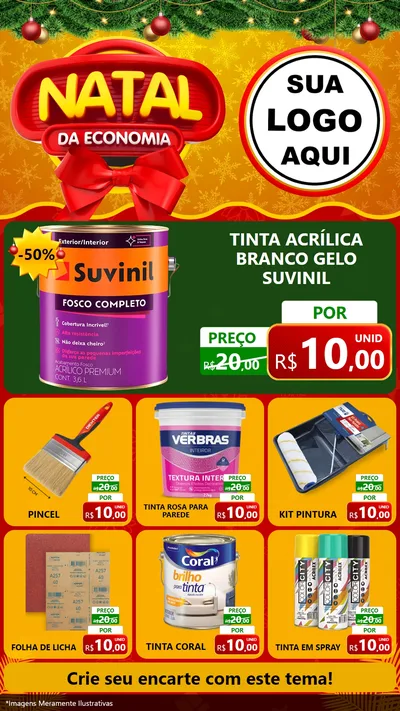 Modelo de Rede Social para Stories com o tema Natal da Economia para Tintas e Ferramentas