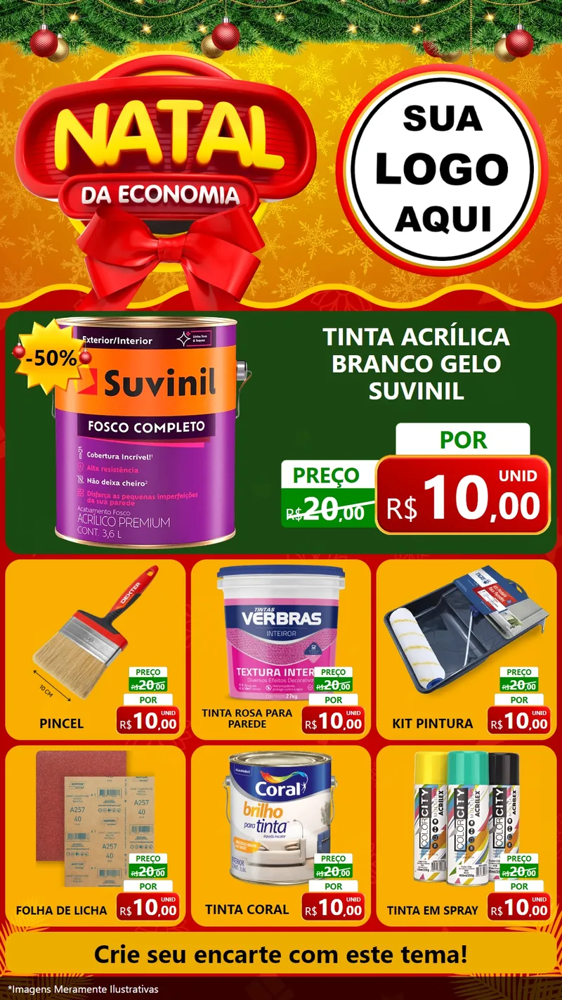Modelo de Rede Social para Stories com o tema Natal da Economia para Tintas e Ferramentas