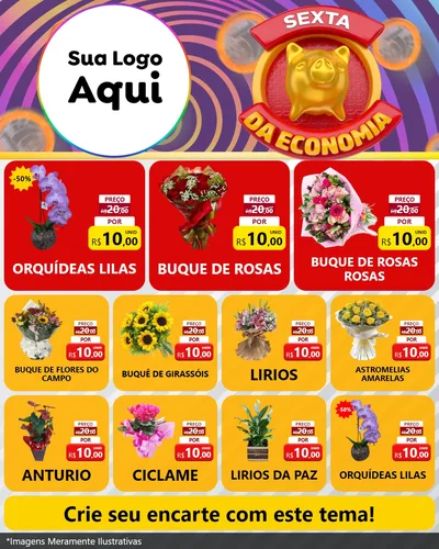 Modelo de Rede Social para Feed Instagram com o tema Sexta da Economia para Floricultura e jardim