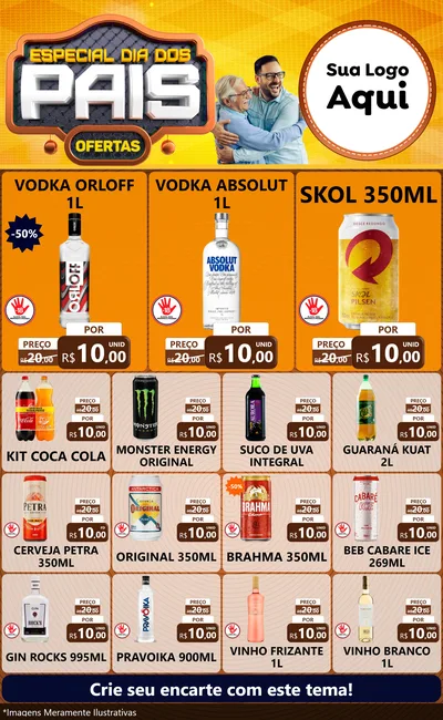 Modelo de Encarte para Encarte Grande com o tema Especial Dia dos Pais para Distribuidora de bebidas