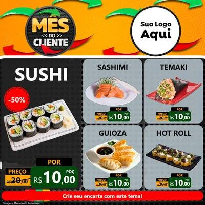 Modelo de Rede Social para Feed Facebook com o tema Mês do Cliente para Comida japonesa
