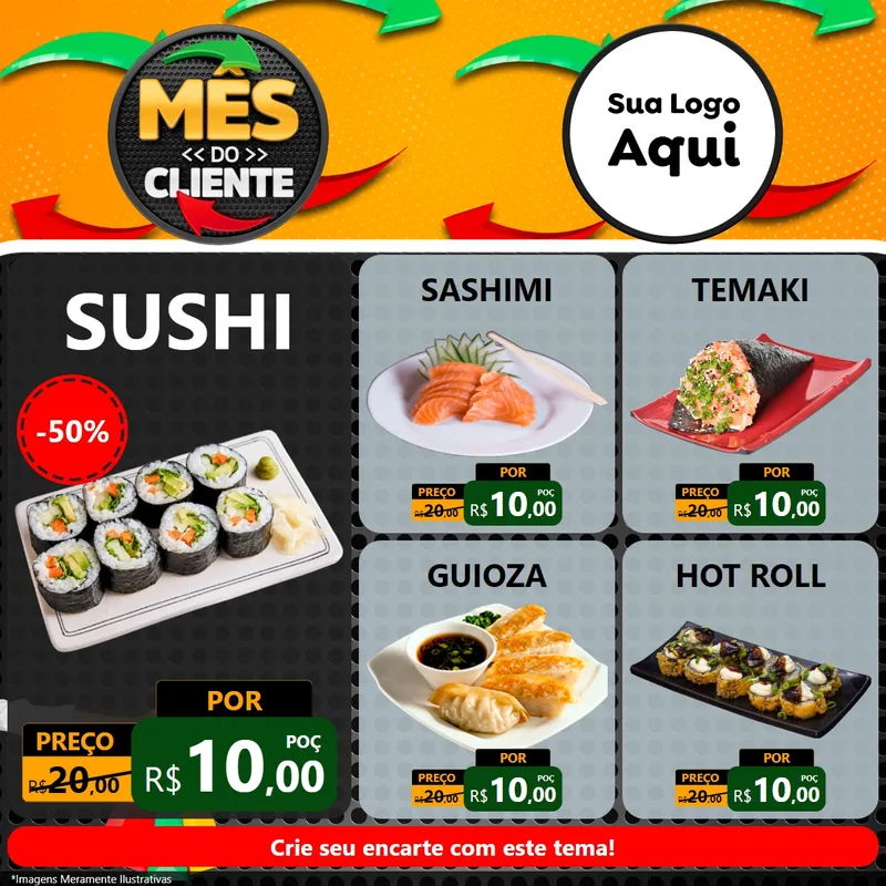 Modelo de Rede Social para Feed Facebook com o tema Mês do Cliente para Comida japonesa