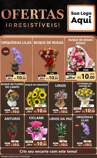Modelo de Encarte para Encarte Grande com o tema Ofertas Irresistíveis! para Floricultura e jardim