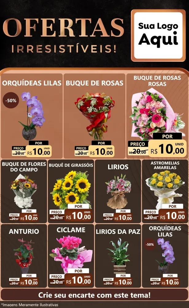 Modelo de Encarte para Encarte Grande com o tema Ofertas Irresistíveis! para Floricultura e jardim