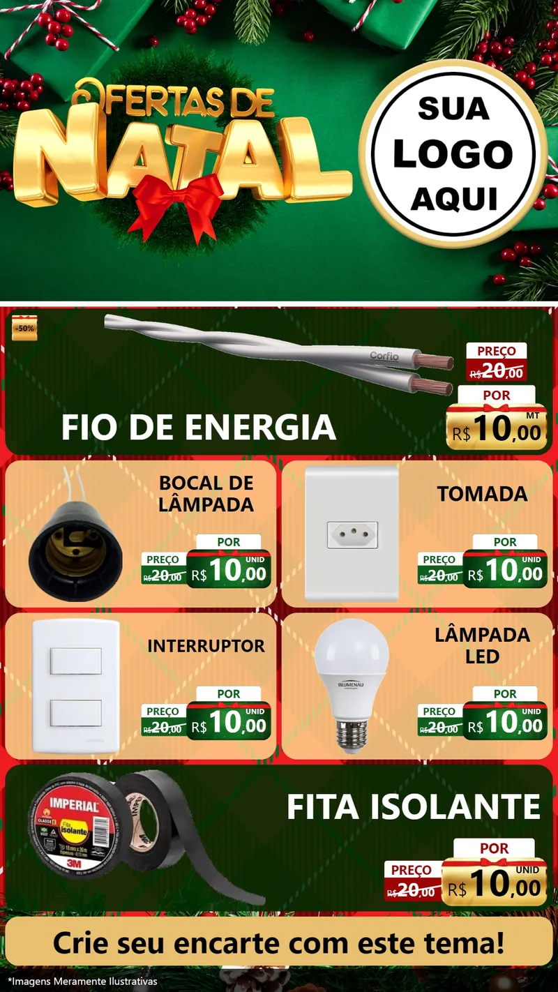 Modelo de TV para TV Vertical com o tema Ofertas de Natal para Materiais Elétricos
