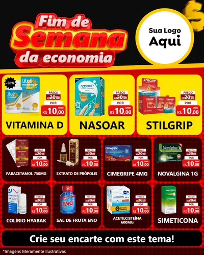 Modelo de Rede Social para Feed Instagram com o tema Fim de Semana da Economia para Farmácia