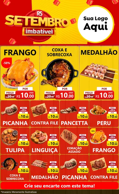 Modelo de Encarte para Encarte Grande com o tema Setembro Imbatível para Assados