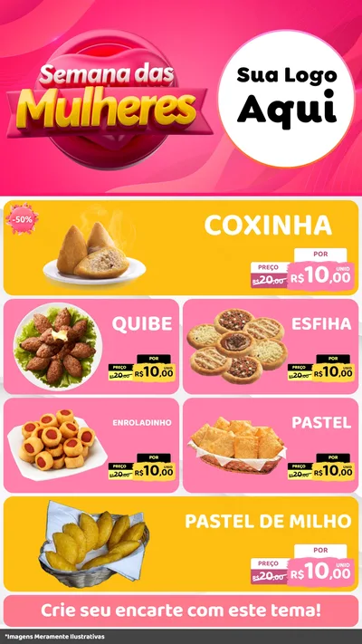 Modelo de TV para TV Vertical com o tema Semana das Mulheres para Salgadaria