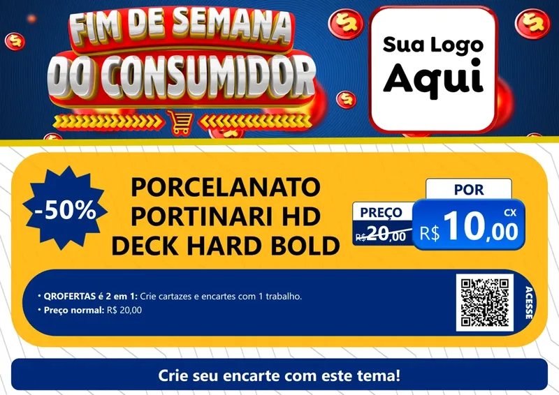 Modelo de Cartaz para Cartaz A4 Horizontal com o tema Fim de Semana do Consumidor para Pisos e revestimentos