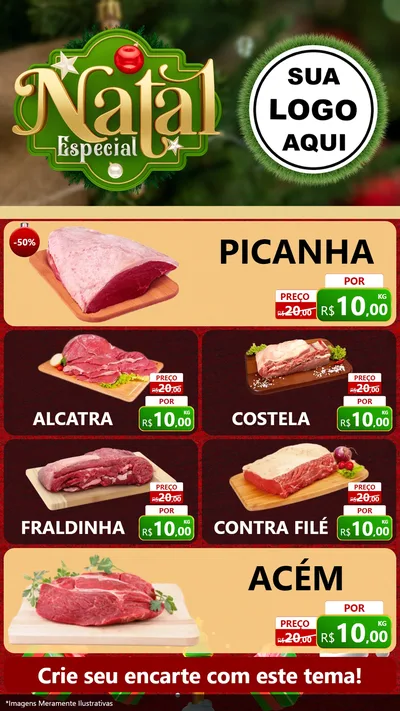 Modelo de TV para TV Vertical com o tema Natal Especial para Açougue