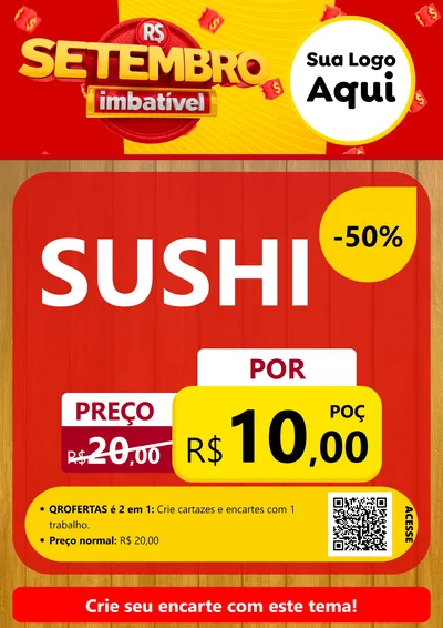 Modelo de Cartaz para Cartaz A4 Vertical com o tema Setembro Imbatível para Comida japonesa
