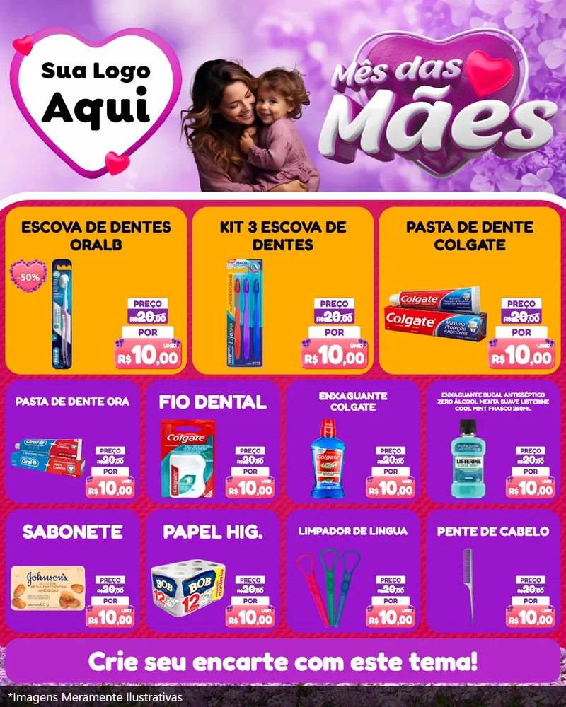 Modelo de Rede Social para Feed Instagram com o tema Mês das Mães para Higiene Pessoal