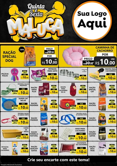 Modelo de Encarte para Encarte A4 Vertical com o tema Quinta e Sexta Maluca para Pet Shop