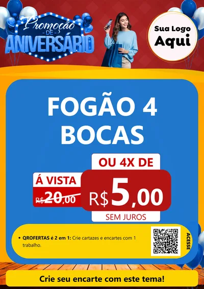 Modelo de Cartaz para Cartaz A4 Vertical com o tema Promoção de Aniversário para Móveis e Eletro