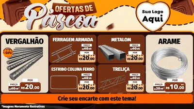 Modelo de TV para TV Horizontal com o tema Ofertas de Páscoa para Ferragens