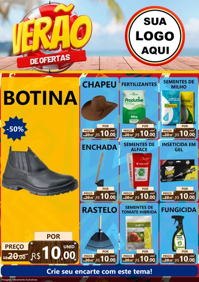 Modelo de Encarte para Encarte A4 Vertical com o tema Verão de Ofertas para Agropecuária