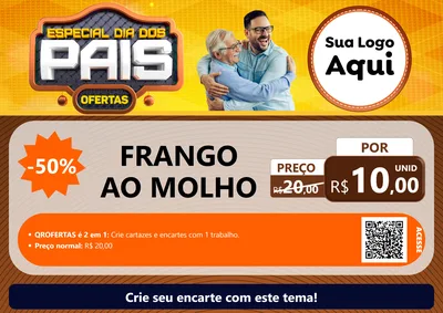 Modelo de Cartaz para Cartaz A4 Horizontal com o tema Especial Dia dos Pais para Restaurante