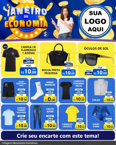 Modelo de Rede Social para Feed Instagram com o tema Janeiro da Economia para Roupas e acessórios