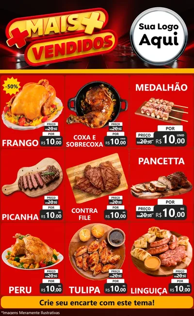 Modelo de Encarte para Encarte Grande com o tema Mais Vendidos para Assados