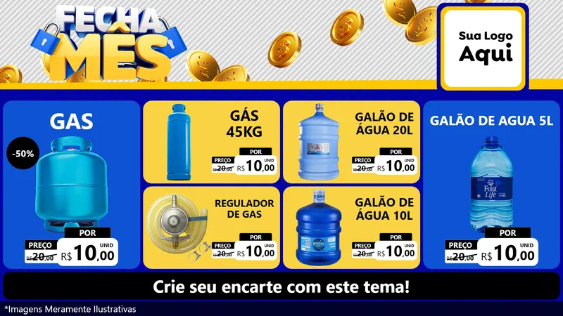 Modelo de TV para TV Horizontal com o tema Fecha Mês para Água e gás